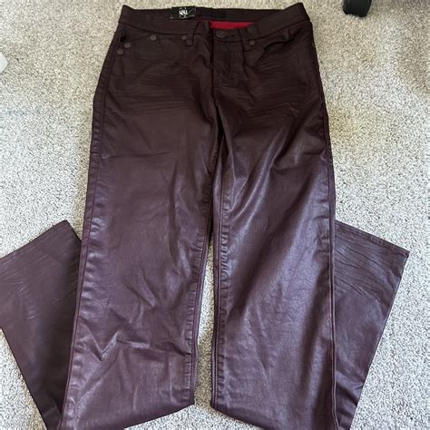 Maroon leather pants from lock & republic. Size... - Depop