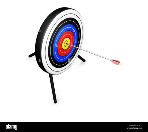 3D render of an arrow hitting the bullseye Stock Photo - Alamy
