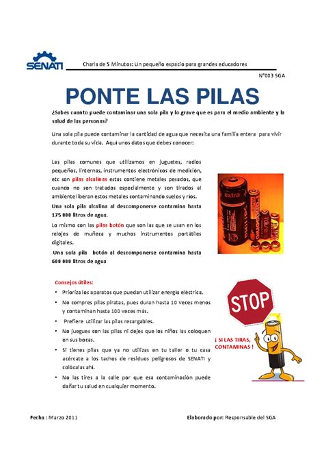 Charla 03 SGA Ponte las Pilas - PONTE LAS PILAS N°003 SGA Charla de 5 ...