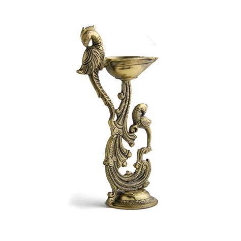 Esplanade Brass Peacock Design Diya - Traditional Festive Decor, Solid ...