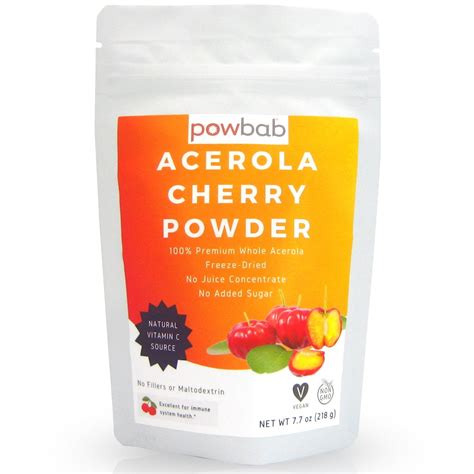 powbab Acerola Cherry Powder - 100% Organic Acerola Vitamin C, 218 ...