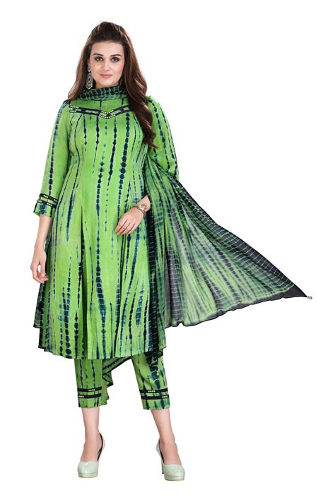 Blue-green tie-dye suit with dupatta – Mehr By Pretty