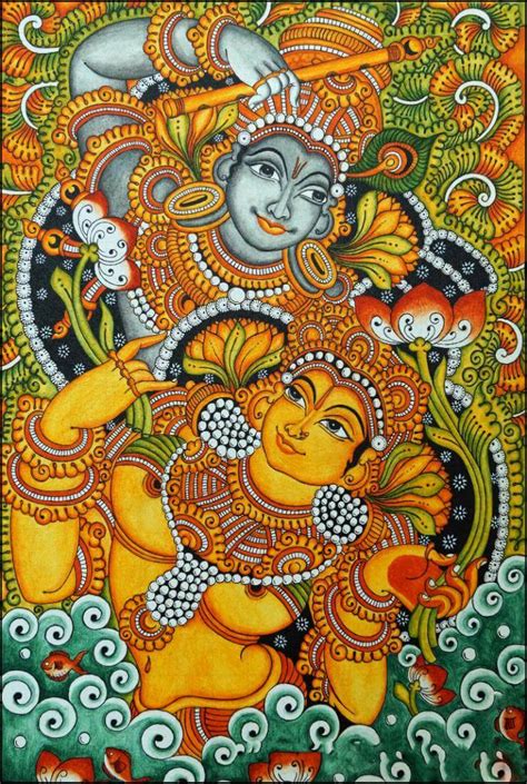 Radha Krishna - Kerala Mural - Folk Art Painting - Art Prints by ...
