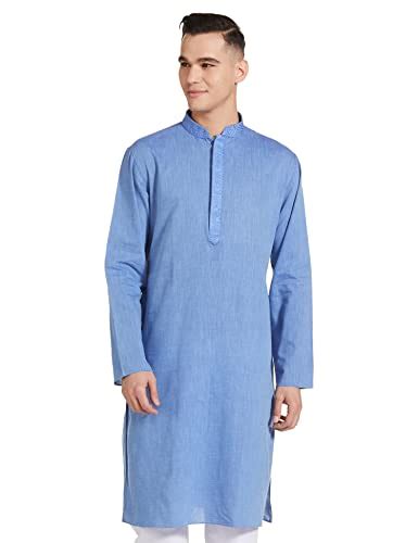 Buy Manthan Men's Kurta, Mandarin Collar Full Sleeves Ethnic Knee ...