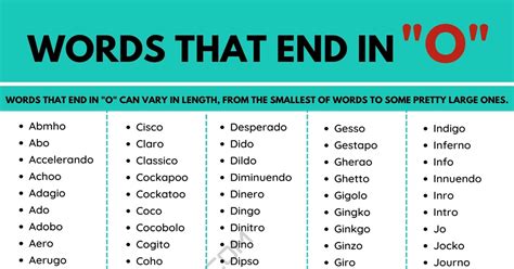 Words that End in O: List of 380+ Words Ending in O in English • 7ESL