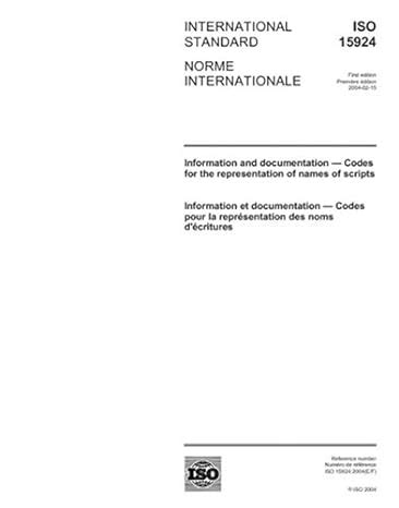 ISO 15924:2004, Information and documentation - Codes for the ...