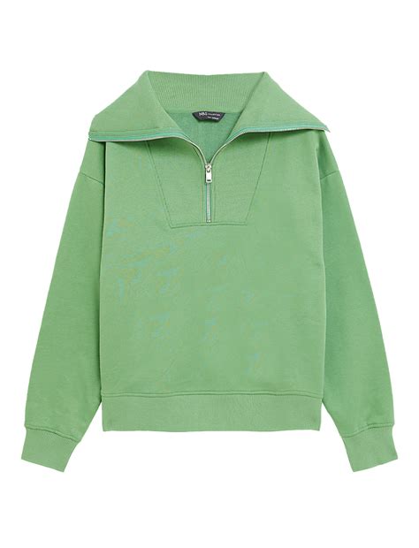 Buy Cotton Rich Collared Zip Up Sweatshirt at Marks & Spencer