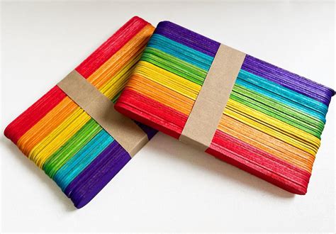 Amazon.com: 100 Count 6 Inches Jumbo Popsicle Sticks for Craft Colored ...