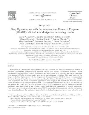 Fillable Online stop hypertension with the acupuncture research program ...