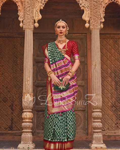 Green Panetar Style Patola Inspired Pochampally South Silk Saree ...