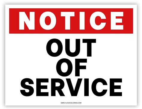Out of Service Printable Sign (Free PDF Download) - Simply Love Coloring