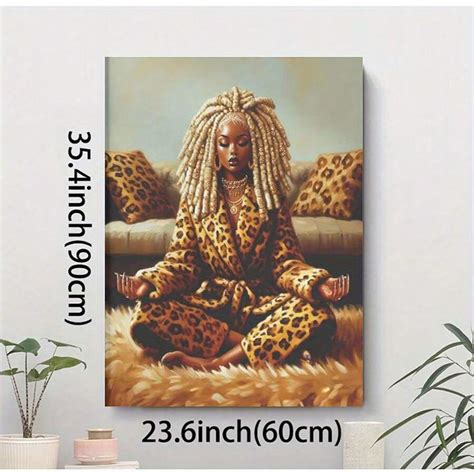 1 Pc Wooden Framed Leopard Print African Women Canvas Painting ,High ...