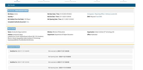 Tenders Details | IIT Hyderabad