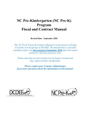 Fillable Online NC Pre-Kindergarten (NC Pre-K) Program Fiscal and ...