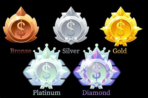 Medailles dollar goud, zilver, brons, platina en diamant. Set valuta ...