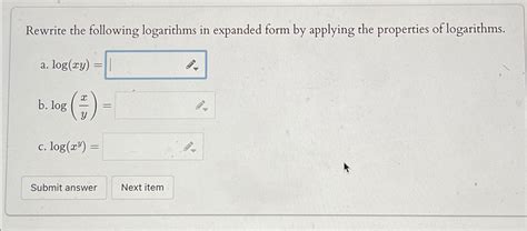 Writing Logarithms in Expanded Form 的图像结果