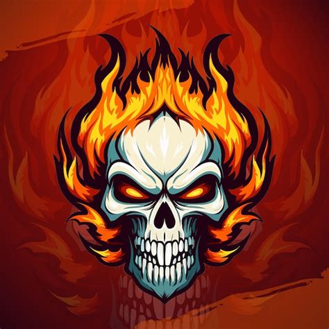 Dynamic flaming skull vector illustration for esport amp sport team ...