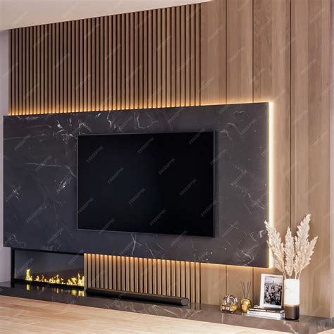 Premium Photo | 3d render modern luxury tv wall interior furniture design inspiration