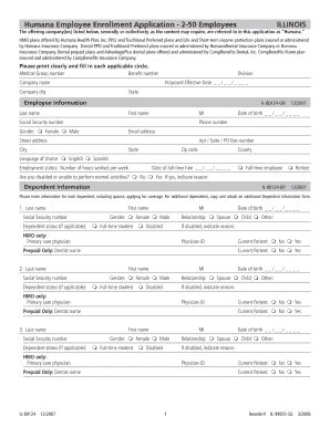 Humana Employee Enrollment Application - Blank Fillable Template | Fill ...