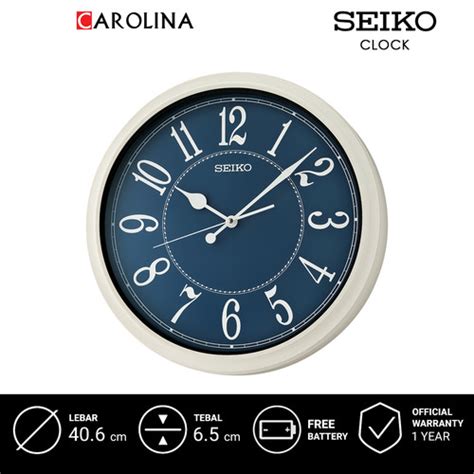 Promo Jam Dinding SEIKO Analog QXA801H Blue Dial White Ash Plastic Case ...