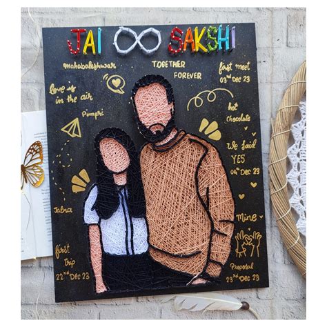 Customized Couple Caricature String Art – Gift Sugar