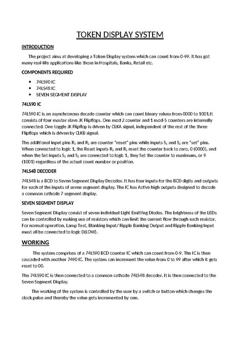 Token Display System - Project Report - TOKEN DISPLAY SYSTEM ...