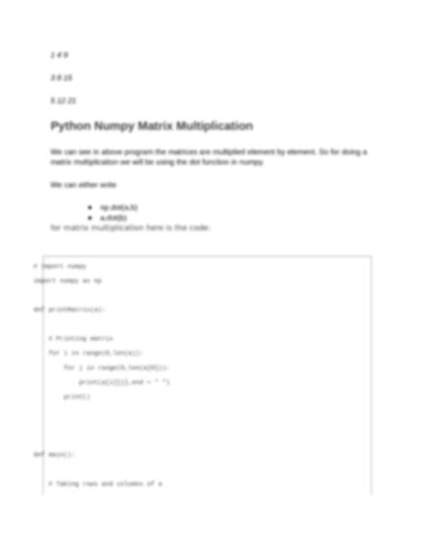 Image result for Matrix Multiplication Python-Numpy