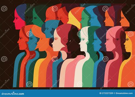 Conceptual Illustration Women S Day, Simple Profiles of Women Isolated ...
