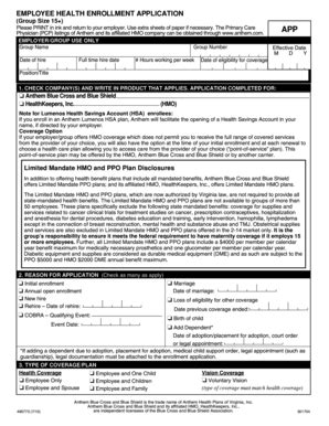 Fillable Online Employee health enrollment application - Discovermwr ...