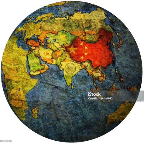Territory Of China With Flag On Globe Map Stock Illustration - Download Image Now - Asia, China ...