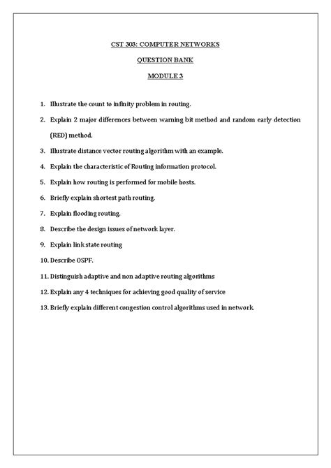 KTU S5 CN Question BANK Module 3 - CST 303: COMPUTER NETWORKS QUESTION ...
