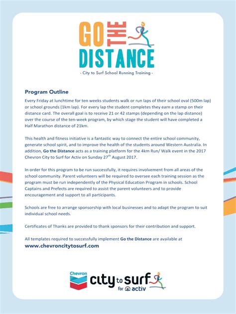 Fillable Online - City to Surf School Running Training - Fax Email ...