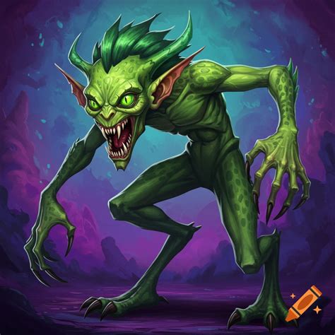 Green-skinned animal with sharp teeth and talons on Craiyon