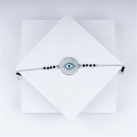 Evil Eye Charm Bracelet | 925 Silver Black Beads – Vanika | Vanika ...
