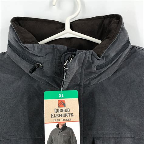 Rugged Elements Mens Jacket XL Gray Full Zip Hooded Wind Water Resistant Lined | eBay