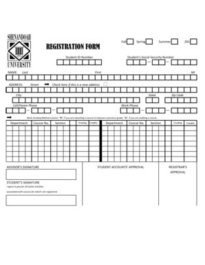 Fillable Online su Fall Spring Summer 201 REGISTRATION FORM - su Fax ...