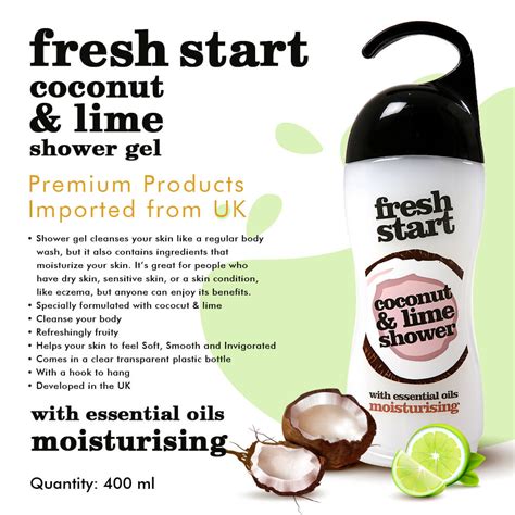 Fresh Start Coconut & Lime Shower Gel With Essential Oils, Invigorating ...