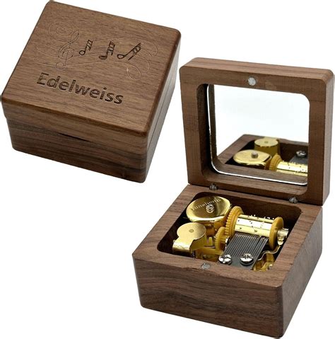 Amazon.com: Pursuestar Luxury Walnut Wood Music Box -Edelweiss, Vintage ...