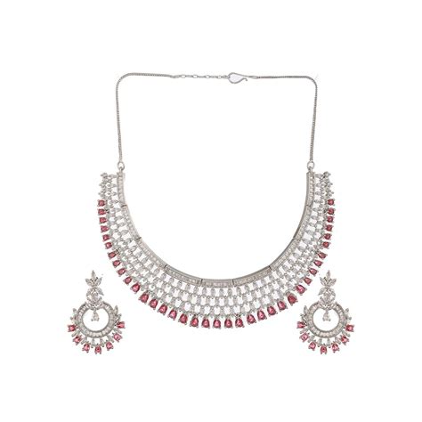 Buy Aatmana Silver Plated Red American Diamon and Cz-Studded ...
