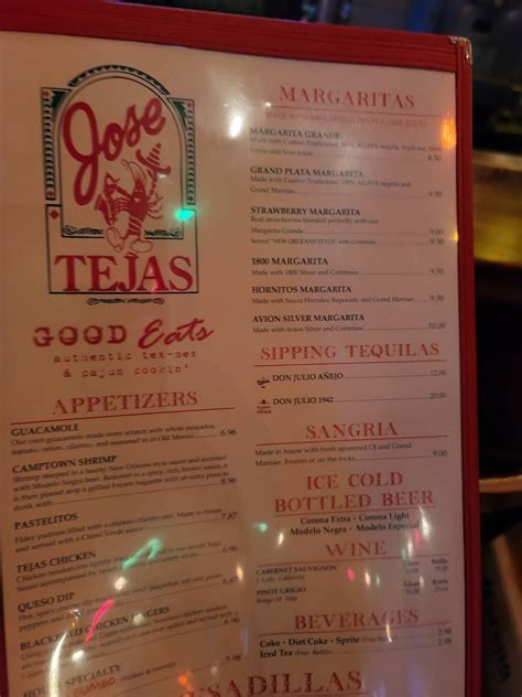 Menu at Jose Tejas restaurant, Woodbridge Township, 700 US Highway 1 N