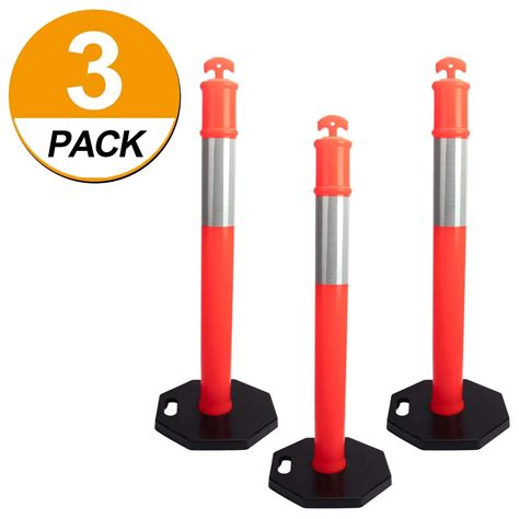 3 Pack 44" Delineator Post Cone, Orange PE Height Post, Parking Posts ...