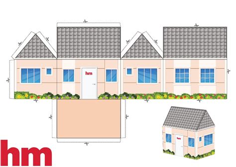 Maquete de casa de papel com janelas