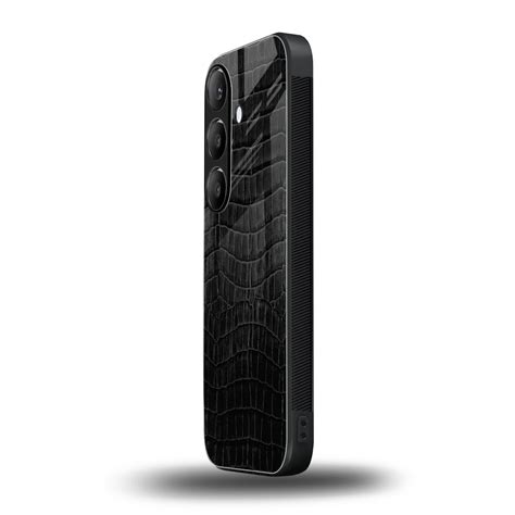 Croco Black Phone Case for Samsung Galaxy S25 | Glass Case – Boujee