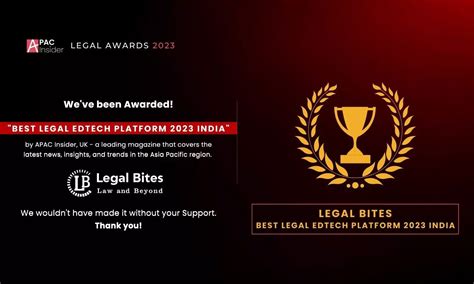 Legal Bites Wins Best Legal Edtech Platform 2023 - India at APAC Legal ...