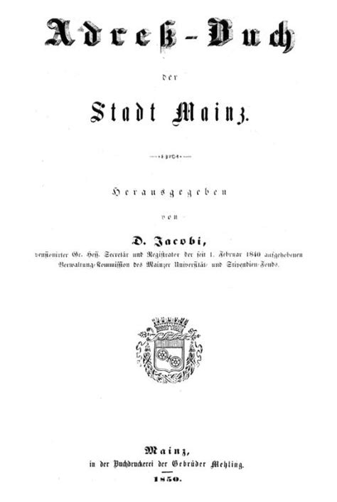 Mainz/Adressbuch 1850 – GenWiki
