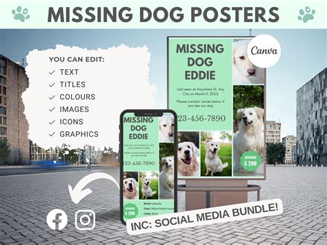 Missing Dog Flyer Missing Dog Poster Missing Dog Template Lost Dog ...