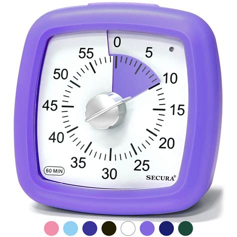Secura 60-Minute Visual Timer, Silent Study Timer for Kids and Adults, Time Clocks, Time ...