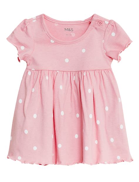 Buy Pure Cotton Polka Dot Dress (0-3 Yrs) at Marks & Spencer