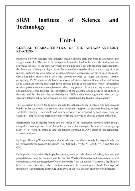General Characteristics OF THE Antigen- Antibody Reaction - SRM ...