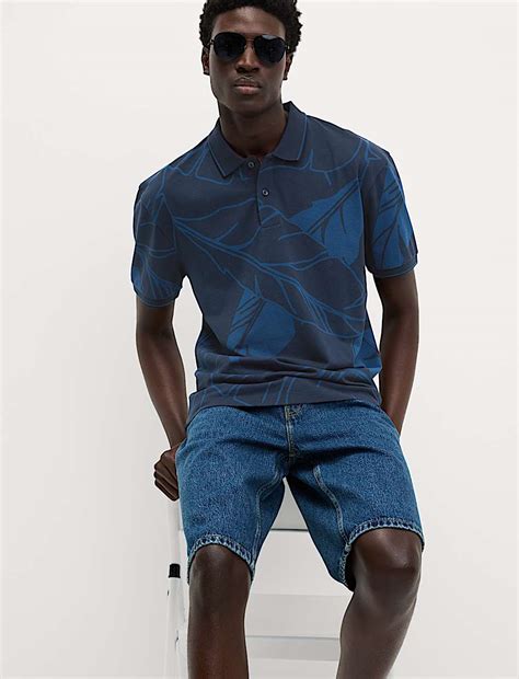 Buy Pure Cotton Exploded Palm Print Polo Shirt at Marks & Spencer